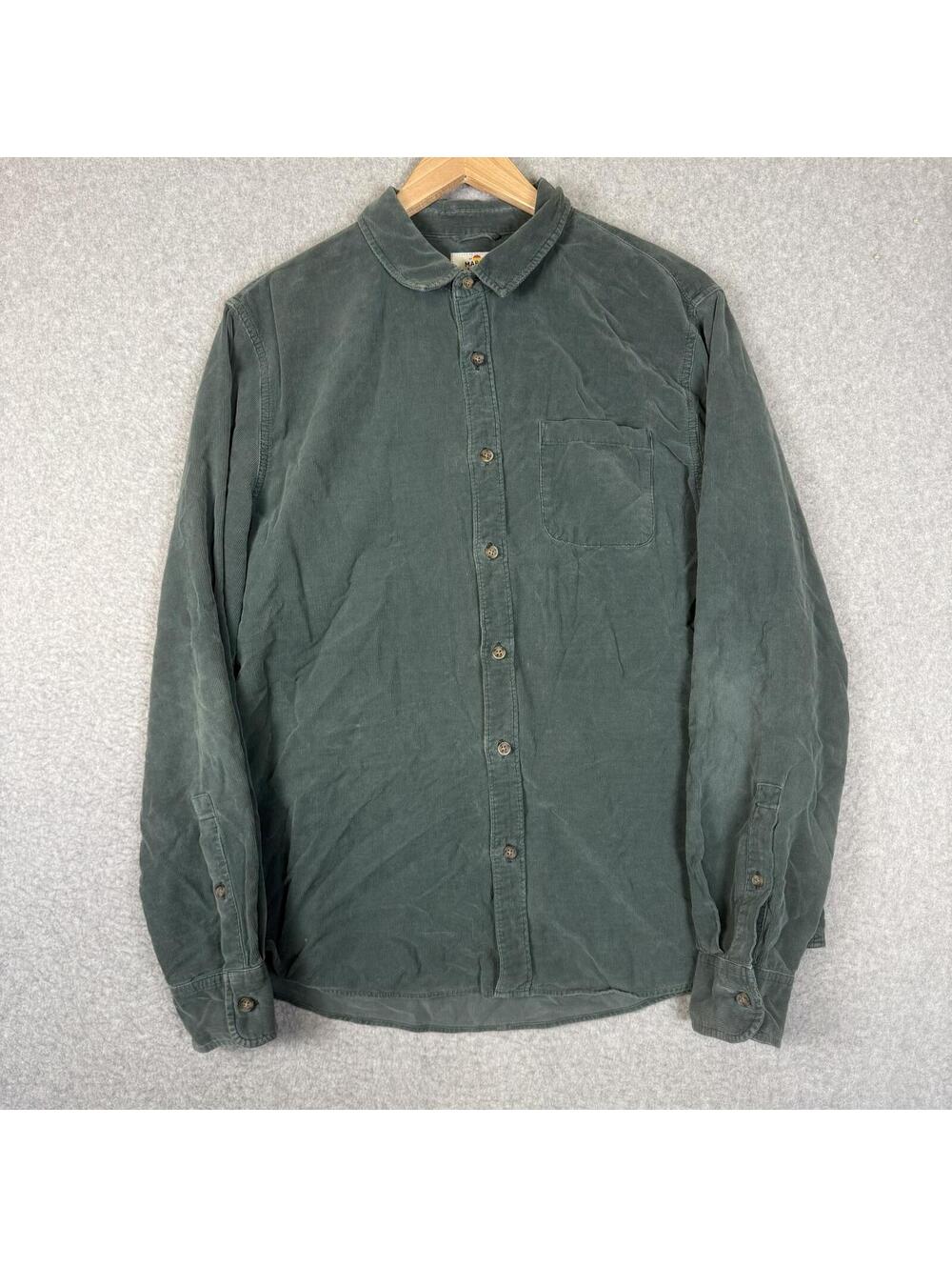 Marine Layer Men's Size Medium Blue Green Heavyweight Cotton Button Down Shirt